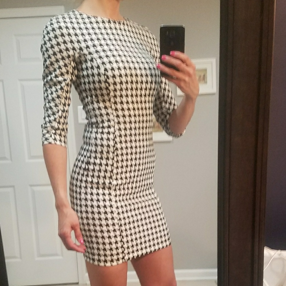 Zara black and white fitted dress